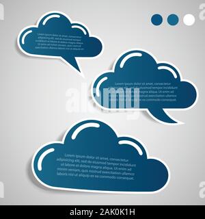 Collection of Paper Cut Cloud Shaped Speech Bubbles Template - Illustration in Freely Editable Vector Format Stock Vector