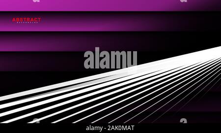 abstract vector black geometric background. overlapping white lines with a gray background, pink gradient. New texture for your design. Stock Vector