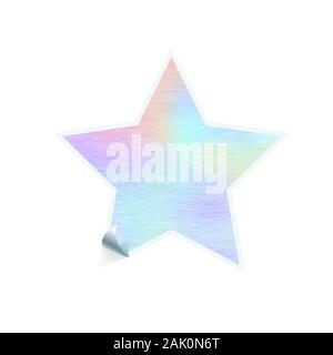 Bright trendy sticker in star shape with hologram pattern on white Stock Vector