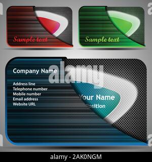 Colorful Futuristic Business Cards Template Layout with Abstract Design for Technology - Illustration in Freely Scalable and Editable Vector Format Stock Vector