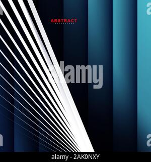 abstract vector black geometric background. overlapping white lines with a gray background, blue gradient. New texture for your design. Stock Vector