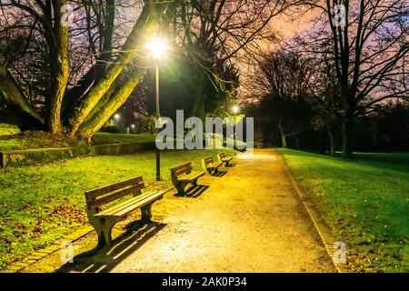 The Grugapark, in winter, empty park in the evening, Essen, Germany, Stock Photo