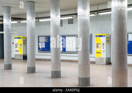 Subway stop Messe-Ost, Gruga, the Ruhrbahn, in Essen, Germany, Stock Photo