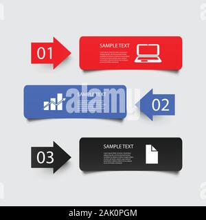 Steps, Order, Progress Concept - Abstract Colorful Modern Numbered Infographics Banners Creative Design with Icons - Illustration in Vector Stock Vector