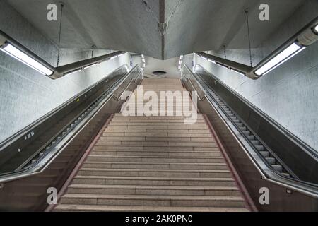 Subway stop Messe-Ost, Gruga, the Ruhrbahn, in Essen, Germany, Stock Photo