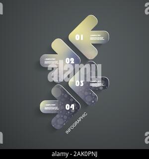 Big Opposite Arrows - Colorful Abstract Modern Numbered Infographics Concept Creative Design Template with Thick Rounded Paper Cutout Arrows, Vector Stock Vector