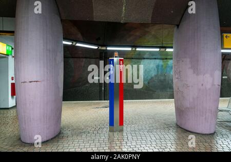 Subway stop Messe-Ost, Gruga, the Ruhrbahn, in Essen, Germany, Stock Photo