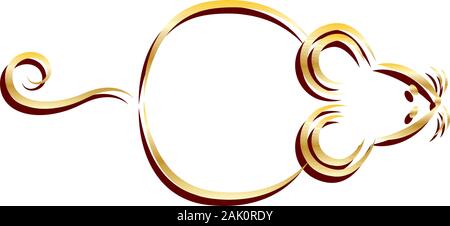 Outline of a cute golden rat Stock Vector