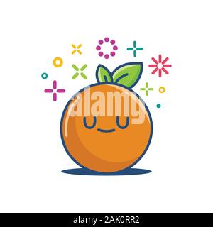 orange kawaii emoticon cartoon illustration isolated on white Stock Vector