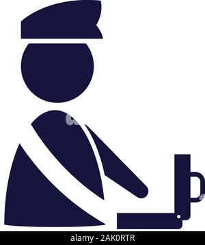 silhouette immigration officer with suitcase signal airport Stock Vector