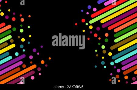 Modern diagonal rounded lines, stripes, bars Colorful backdrop on black. Vector business background with space for text or copy. template for the bann Stock Vector