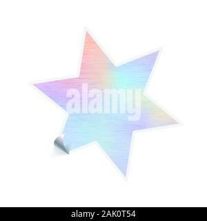 Bright trendy sticker in complicated star shape with hologram pattern on white Stock Vector