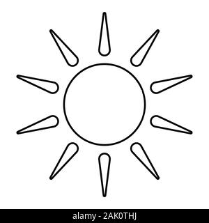Sun outline isolated on white background . Line icon  design element. Sunny Weather Element .Symbol for your web site design, app, UI. Vector illustra Stock Vector