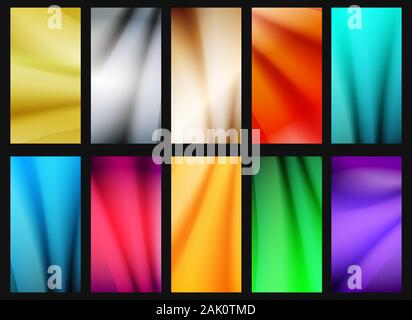 Set of ten vibrant simple backdrops isolated on black. Vector illustration Stock Vector