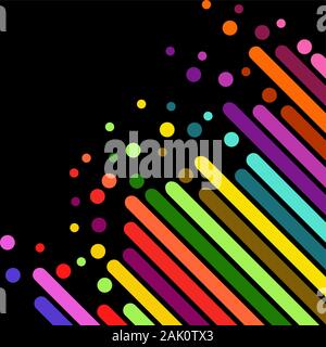 Geometric colorful diagonal rounded lines business design. Colorful stripes, bars backdrop on black. Vector business background template for the banne Stock Vector
