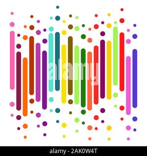Colorful vertical rounded stripes, lines on white background. Dripping all colors paint. template for the banner, flyer, poster, cover brochure Stock Vector