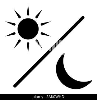 Sun and moon glyph silhouette icon,  black day and night symbol, flat vector simple element illustration isolated on white background Stock Vector