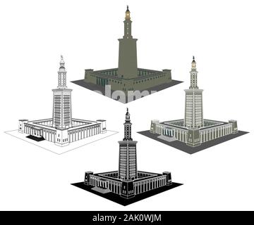 Outline Alexandria Egypt City Skyline with Blue Buildings and Copy ...