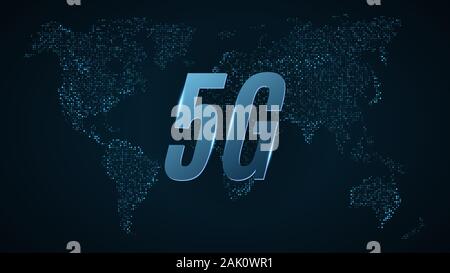 5G network. Map planet Earth from dots. Modern technology design. Vector Illustration. EPS 10 Stock Vector