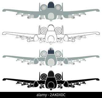 Military aircraft vector icon front view. Aviation air fighter jet. War ...