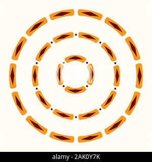 Abstract round meander, circular geometric ornament, frame. Ethnic, tribal pattern isolated on white background. Place for text. Vector color. Stock Vector