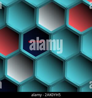 Abstract vector hexagonal geometry background. Surface polygon pattern with hexagon shadows, honeycomb. 3D design technology Stock Vector