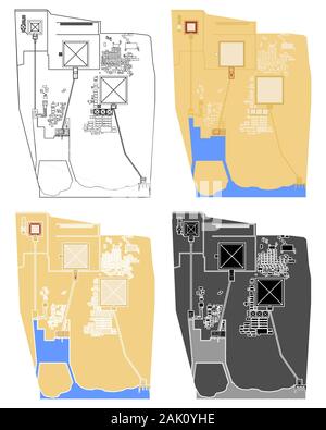 Giza Necropolis in top view. Stock Vector