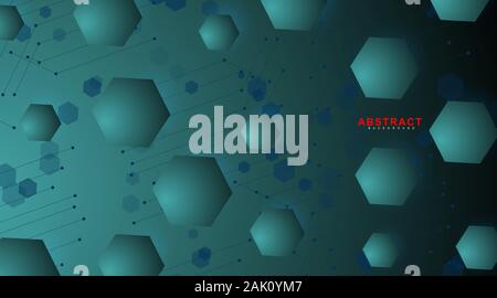 abstract vector background. Surface polygon pattern with hexagon shadows, honeycomb. design technology Stock Vector