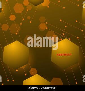 abstract vector background. Surface polygon pattern with hexagon shadows, honeycomb. design technology Stock Vector