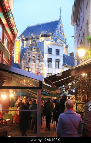 The Christmas market on the pretty Grote Markt in historic Antwerp in Belgium, north Europe Stock Photo