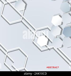 Abstract vector background of a hexagonal geometric wall. Surface polygon pattern with hexagon shadows, honeycomb. design technology Stock Vector