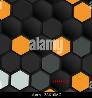 Abstract vector hexagonal geometry background. Surface polygon pattern with hexagon shadows, honeycomb. 3D design technology Stock Vector