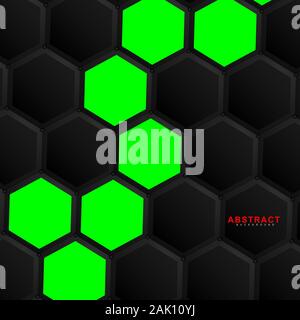 Abstract vector hexagonal geometry background. Surface polygon pattern with hexagon shadows, honeycomb. 3D design technology Stock Vector