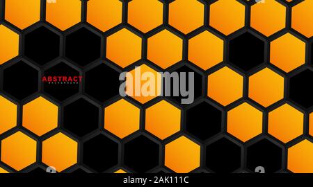 Abstract vector hexagonal geometry background. Surface polygon pattern with hexagon shadows, honeycomb. 3D design technology Stock Vector