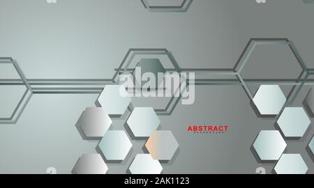 Abstract vector background of a hexagonal geometric wall. Surface polygon pattern with hexagon shadows, honeycomb. design technology Stock Vector