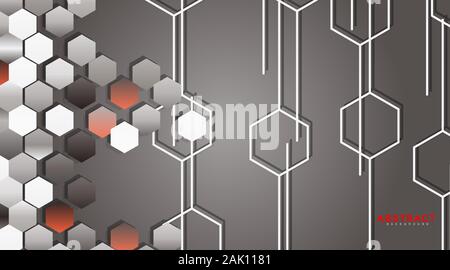Abstract vector background of a hexagonal geometric wall. Surface polygon pattern with hexagon shadows, honeycomb. design technology Stock Vector