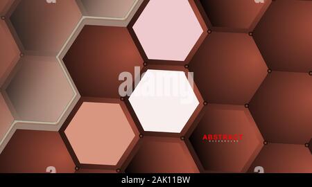 Abstract vector hexagonal geometry background. Surface polygon pattern with hexagon shadows, honeycomb. 3D design technology Stock Vector