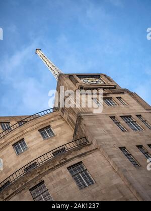 LONDON, UK - DECEMBER 29, 2018:   Broadcasting House in Portland Place and Langham Place Stock Photo