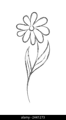 Vector pencil sketch of a flower with sticky notes. Flat Doodle style. Isolated on white background for coloring book, wedding design, logo or postcar Stock Vector