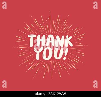 Thank You greeting. Card with hand drawn letterinig vector illustration Stock Vector