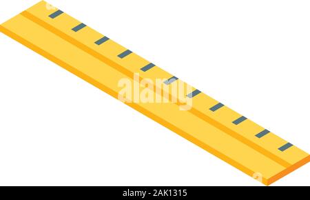 Wood ruler icon, isometric style Stock Vector