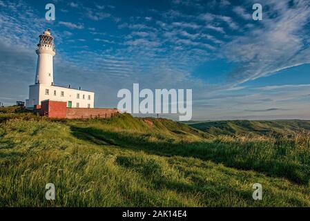 Flamborough Head Lighthouse, Flamborough Bridlington, Yorkshire, Uk. Stock Photo