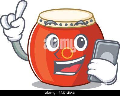 Cartoon design of chinese drum speaking on a phone Stock Vector