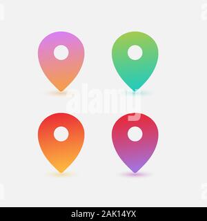 Set of colorful gradient map pointers Stock Vector