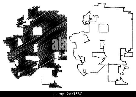 Lakewood City, Colorado (United States cities, United States of America, usa city) map vector illustration, scribble sketch City of Lakewood map Stock Vector