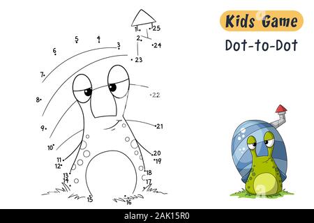 Connect the dots. Funny cartoon quiz for kids, with solution. Vector illustration with separate layers. Stock Vector