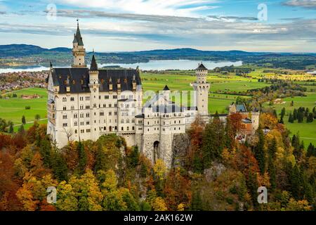 Schwangau, Germany - Neuschwanstein Castle in autumn Stock Photo