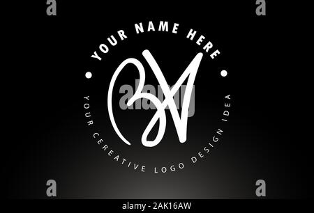 BV Handwritten Letters Logo Design with Circular Letter Pattern. Creative Handwritten Signature Logo Icon Vector Illustration. Stock Vector