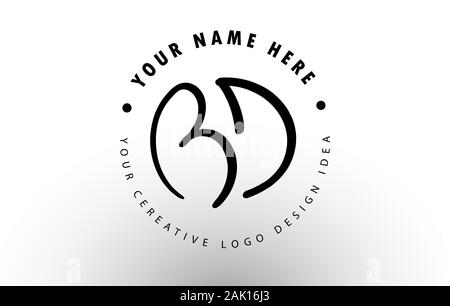 BD Handwritten Letters Logo Design with Circular Letter Pattern. Creative Handwritten Signature Logo Icon Vector Illustration. Stock Vector