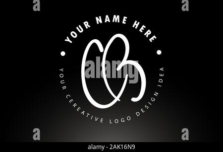 CB Handwritten Letters Logo Design with Circular Letter Pattern. Creative Handwritten Signature Logo Icon Vector Illustration. Stock Vector